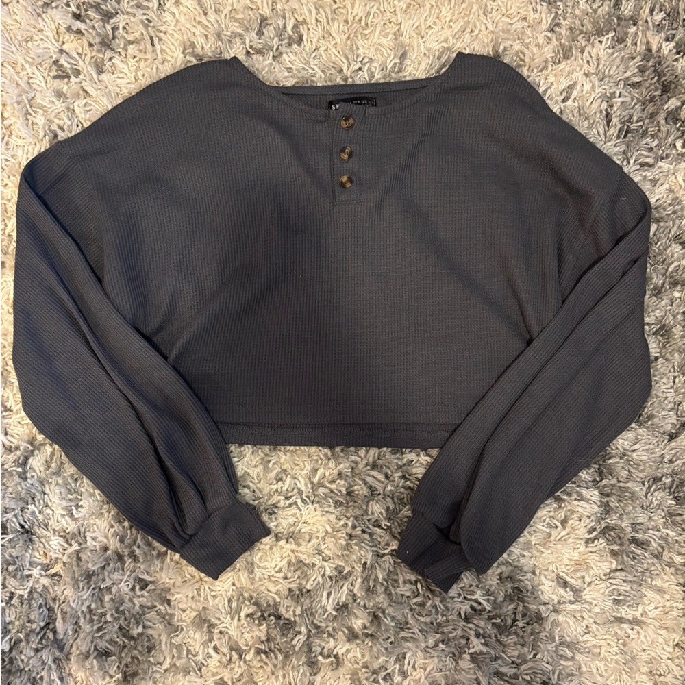 Women's Gray Long Sleeve Top